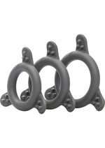 Load image into Gallery viewer, Pro Series Silicone Cock Ring - Black/Grey - 3 Piece Set/Set
