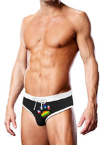 Load image into Gallery viewer, Prowler Oversized Paw Swimming Brief - Black/Multicolor/Rainbow - Small