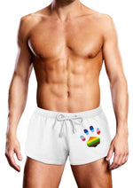 Load image into Gallery viewer, Prowler Oversized Paw Swimming Trunk - Multicolor/Rainbow/White - Small