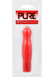 Pure Caress Multi Speed Silicone Vibrator Waterproof - Coral/Red - 4.25in