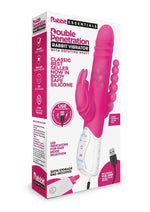 Load image into Gallery viewer, Rabbit Essential Silicone Rechargeable Double Penetration Rabbit Vibrator - Hot Pink/Pink
