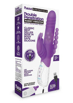 Load image into Gallery viewer, Rabbit Essential Silicone Rechargeable Double Penetration Rabbit Vibrator - Purple
