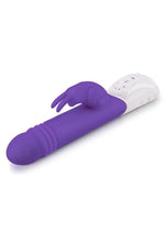 Load image into Gallery viewer, Rabbit Essentials Silicone Rechargeable G-Spot Thrusting Rabbit Vibrator - Purple
