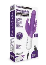 Load image into Gallery viewer, Rabbit Essentials Silicone Rechargeable Slim Realistic Double Penetration Rabbit Vibrator - Purple
