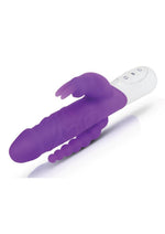 Load image into Gallery viewer, Rabbit Essentials Silicone Rechargeable Slim Realistic Double Penetration Rabbit Vibrator - Purple
