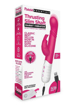 Load image into Gallery viewer, Rabbit Essentials Silicone Rechargeable Slim Shaft Thrusting G-Spot Rabbit Vibrator - Pink
