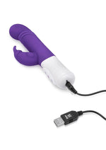 Load image into Gallery viewer, Rabbit Essentials Silicone Rechargeable Slim Shaft Thrusting G-Spot Rabbit Vibrator
