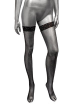 Load image into Gallery viewer, Radiance Thigh High Stocking - Black - One Size
