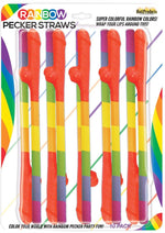 Load image into Gallery viewer, Rainbow Pecker Straws - Multicolor - 10 Each Per Pack
