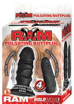 Load image into Gallery viewer, Ram Pulsating Butt Plug Vibrating - Black - 4in

