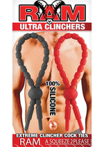 Load image into Gallery viewer, Ram Ultra Clinchers Silicone Cock Rings - Black/Red - 2 Each Per Pack
