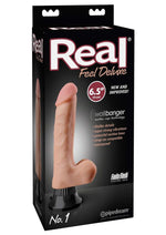 Load image into Gallery viewer, Real Feel Deluxe No. 1 Wallbanger Vibrating Dildo with Balls - Flesh/Vanilla - 6.5in
