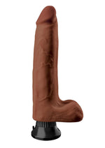 Load image into Gallery viewer, Real Feel Deluxe No. 10 Wallbanger Vibrating Dildo with Balls - Chocolate - 10in
