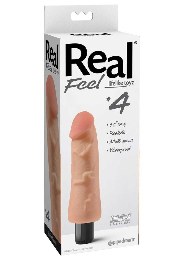 Real Feel Lifelike Toyz No. 4 Realistic Vibrating Dildo - Vanilla - 6in