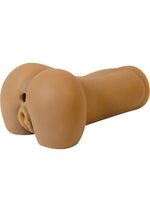 Load image into Gallery viewer, Real Skin Latin Pussy and Ass Vibrating Masturbator - Pussy and Butt - Caramel/Flesh
