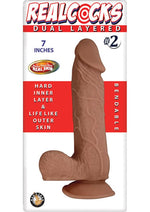 Load image into Gallery viewer, Realcocks Dual Layered #2 Bendable Dildo - Brown/Caramel - 7in
