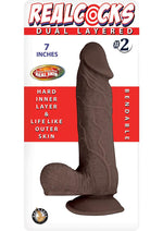 Load image into Gallery viewer, Realcocks Dual Layered #2 Bendable Dildo - Chocolate - 7in
