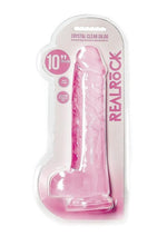Load image into Gallery viewer, Realrock Crystal Clear Realistic Dildo with Balls - Clear/Pink - 10in
