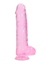 Load image into Gallery viewer, Realrock Crystal Clear Realistic Dildo with Balls - Clear/Pink - 10in
