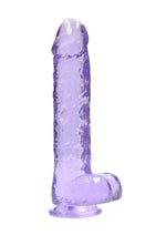 Load image into Gallery viewer, Realrock Crystal Clear Realistic Dildo with Balls - Clear/Purple - 10in
