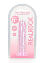 Load image into Gallery viewer, Realrock Crystal Clear Straight No Balls Dildo - Clear/Pink - 6in
