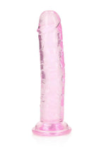 Load image into Gallery viewer, Realrock Crystal Clear Straight No Balls Dildo - Clear/Pink - 6in

