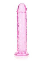 Load image into Gallery viewer, Realrock Crystal Clear Straight No Balls Dildo - Clear/Pink - 8in
