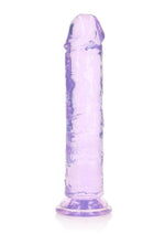 Load image into Gallery viewer, Realrock Crystal Clear Straight No Balls Dildo - Clear/Purple - 8in
