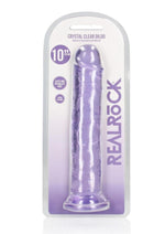 Load image into Gallery viewer, Realrock Crystal Clear Straight No Balls Dildo - Clear/Purple - 10in
