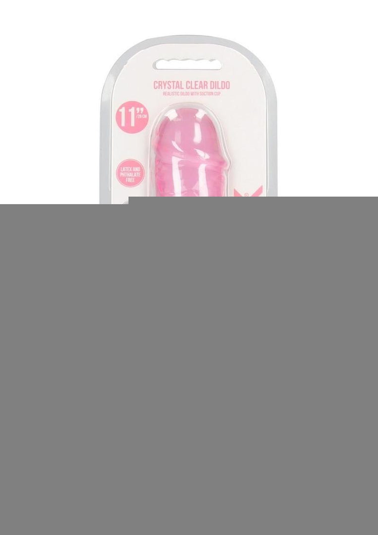 Realrock Crystal Clear Straight No Balls Dildo - Clear/Pink - 11in