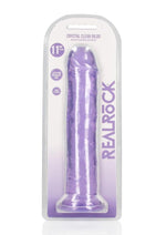 Load image into Gallery viewer, Realrock Crystal Clear Straight No Balls Dildo - Clear/Purple - 11in
