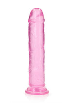 Load image into Gallery viewer, Realrock Crystal Clear Straight No Balls Dildo - Clear/Pink - 9in
