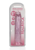 Load image into Gallery viewer, Realrock Crystal Clear Straight No Balls Dildo - Clear/Pink - 9in
