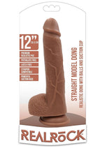 Load image into Gallery viewer, Realrock Straight Realistic Dildo with Balls and Suction Cup - Caramel - 12in
