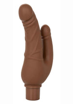 Load image into Gallery viewer, Rechargeable Power Stud Over and Under Silicone Vibrating Double Dong - Chocolate
