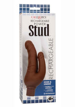 Load image into Gallery viewer, Rechargeable Power Stud Over and Under Silicone Vibrating Double Dong - Chocolate

