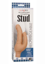 Load image into Gallery viewer, Rechargeable Power Stud Over and Under Silicone Vibrating Double Dong - Vanilla
