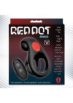 Load image into Gallery viewer, Red Dot Silicone Rechargeable Vibrating Cock Ring with Controller V2 - Black/Red
