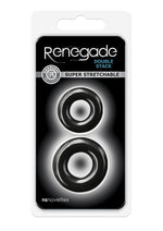 Load image into Gallery viewer, Renegade Double Stack Super Stretchable Cock Rings - Black - Set Of 2
