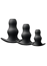 Load image into Gallery viewer, Renegade Peekers Trainer Silicone Hollow Butt Plugs Kit - Black - 3 Per Set
