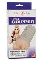 Load image into Gallery viewer, Ribbed Gripper Dual Density Textured Masturbator - Pussy - Ivory/Vanilla
