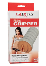 Load image into Gallery viewer, Ribbed Gripper Tight Pussy Dual Dense Textured Masturbator Stroker - Brown - 6in
