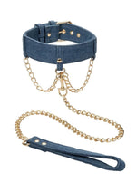 Load image into Gallery viewer, Ride &#39;Em Premium Denim Collection Collar with Leash - Blue
