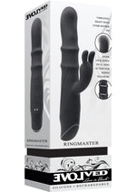Load image into Gallery viewer, Ringmaster Rechargeable Silicone Rabbit Vibe Ring - Black
