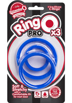 Load image into Gallery viewer, Ringo Pro X3 Silicone Cock Rings Set Waterproof - Blue - 3 Piece/Pack
