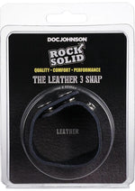 Load image into Gallery viewer, Rock Solid The Leather 3 Snap Adjustable Cock Ring - Black
