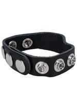 Load image into Gallery viewer, Rock Solid The Leather 5 Snap Adjustable Cock Ring - Black
