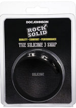 Load image into Gallery viewer, Rock Solid The Silicone 3-Snap Adjustable Cock Ring - Black
