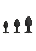 Load image into Gallery viewer, Roses Til Dawn Silicone Butt Plug - Black - 3 Piece/Set
