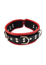 Load image into Gallery viewer, Rouge 5 D Ring Leather Collar - Black/Red
